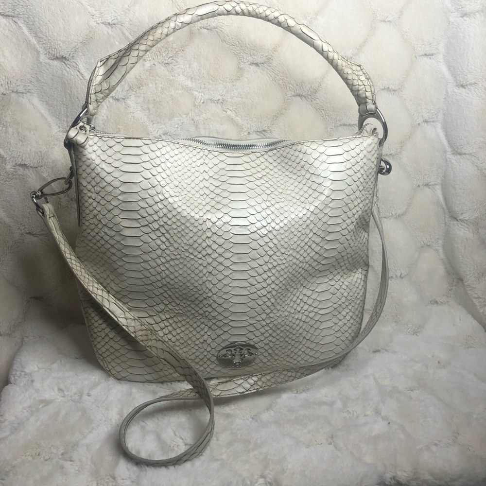 Prix De Dressage Creme Leather Embossed Handbag